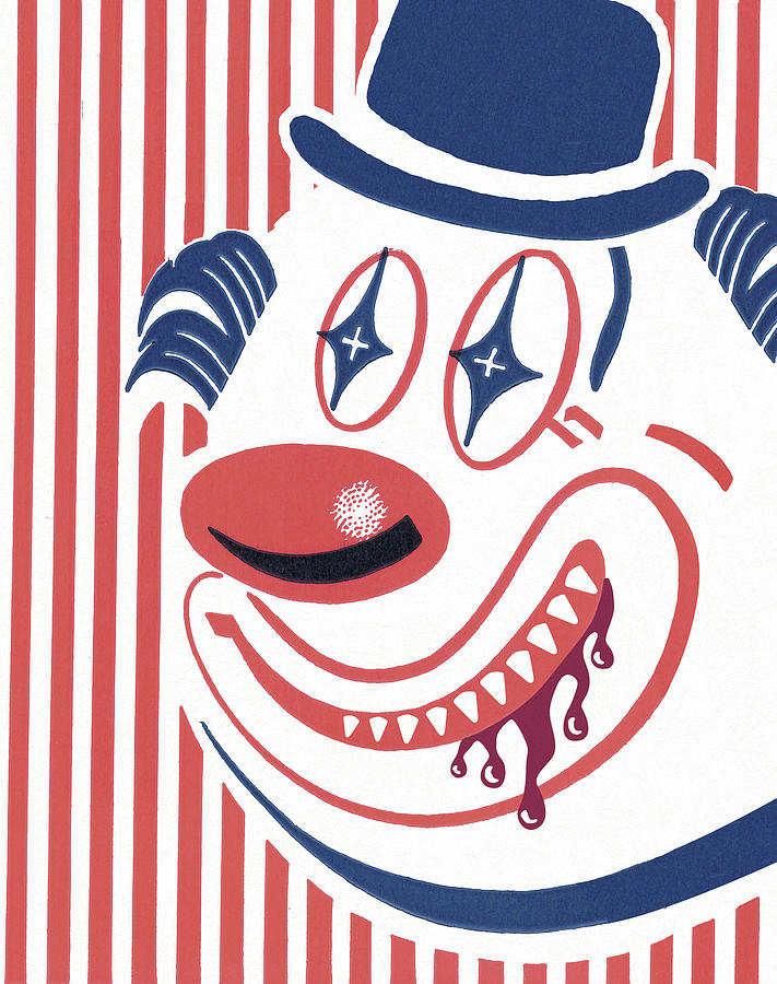 Halloween Drawing - Clown with Bloody Teeth by CSA Images