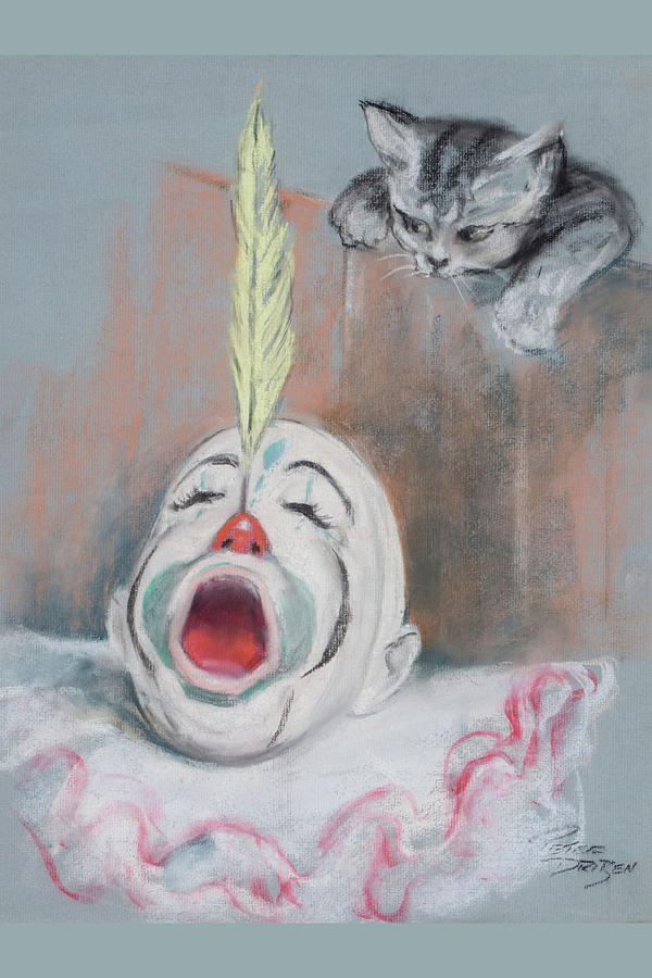 Clown with Cat Painting by Peter Driben
