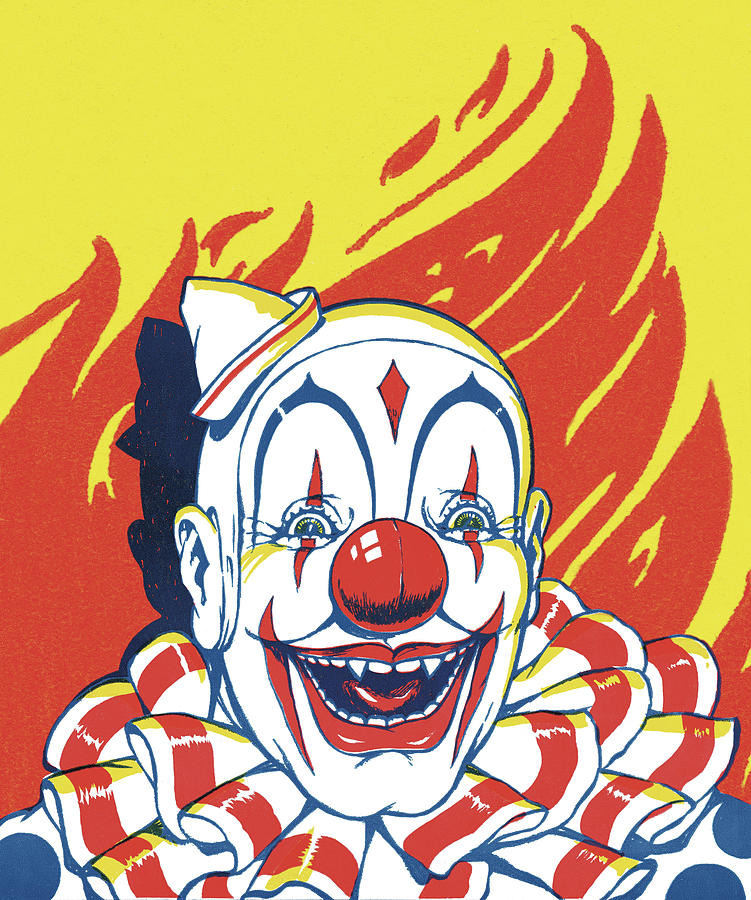 Halloween Drawing - Clown With Flames by CSA Images
