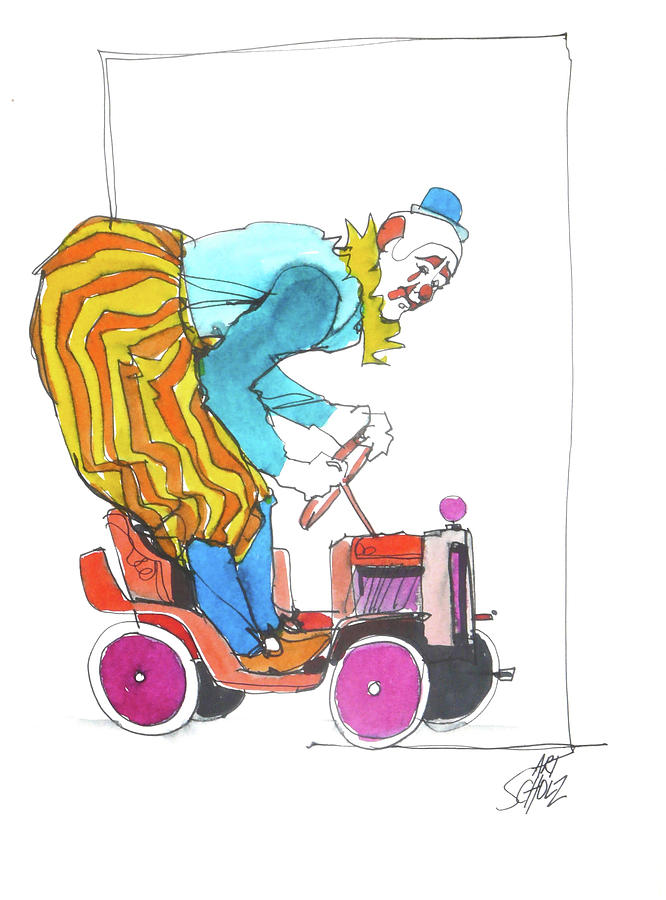 Clowns Car Painting by Art Scholz Clowns Car Painting by Art Scholz