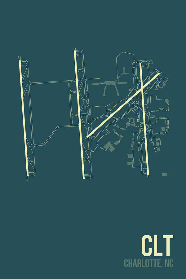 Typography Digital Art - Clt Airport Layout by O8 Left