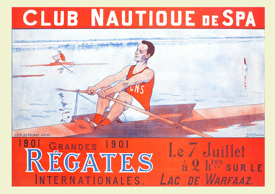 Club Nautique de Spa Painting by Armand Henrion