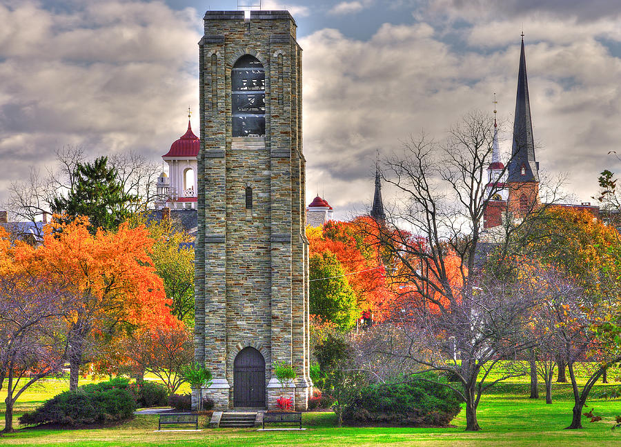 Fall Photograph - Clustered Spires Series - Joseph Dill Baker Carillon and the Clustered Spires No. 5 - Frederick Md by Michael Mazaika