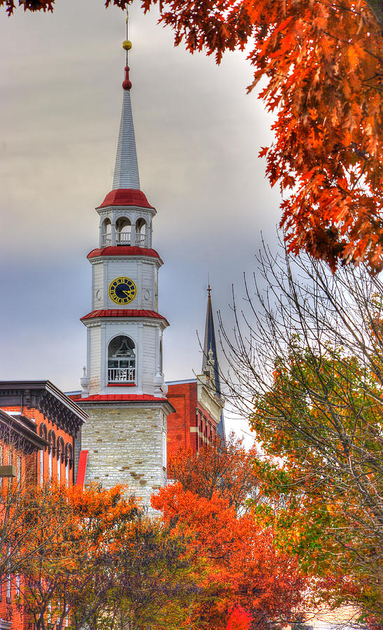 Fall Photograph - Clustered Spires Series - Trinity Chapel United Church of Christ No. 3a - Frederick Maryland by Michael Mazaika