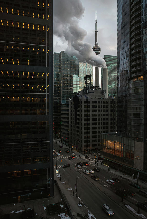 Architecture Photograph - Cn Tower, Tall Buildings And Streets In Downtown Toronto, Canada. by Cavan Images