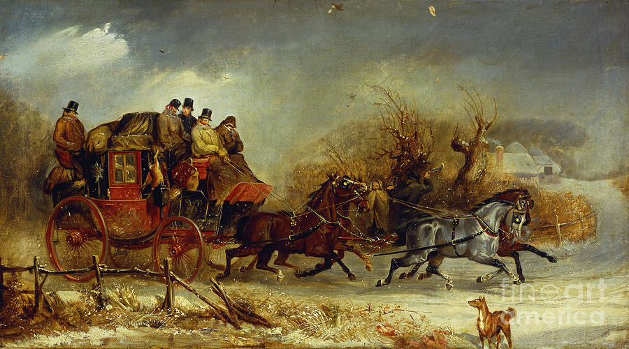 Coaching Scene - Through The Four Seasons: Winter Painting by William ...