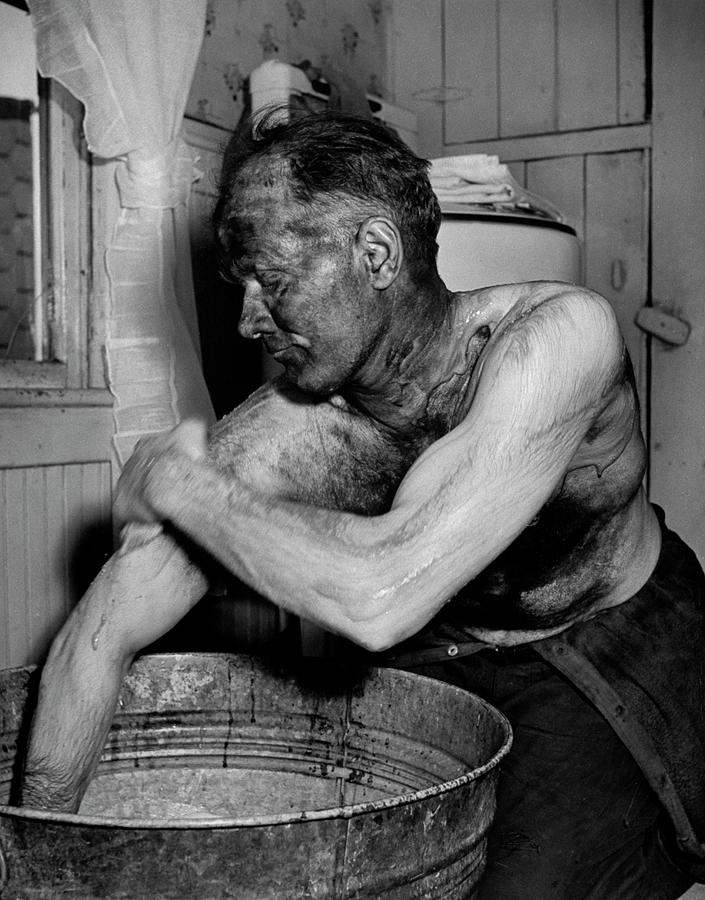 Coal Miner Mabrey Evans Scrubbing His Ar Photograph by Alfred Eisenstaedt Coal Miner Mabrey Evans Scrubbing His Ar Photograph by Alfred Eisenstaedt