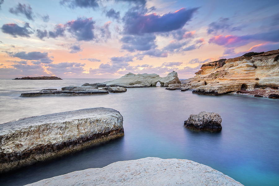Coast At The Sea Caves In Cyprus Digital Art by Reinhard Schmid