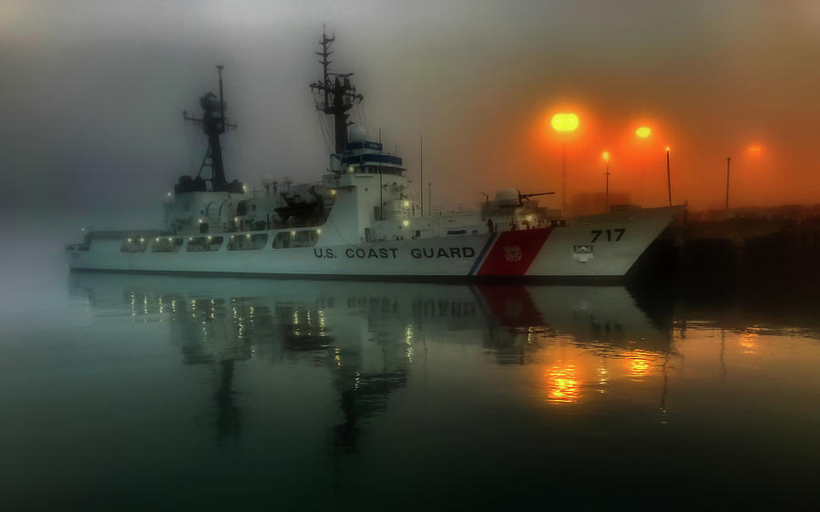 Seattle Photograph - Coast Guard Cutter In The Seattle Fog by Mountain Dreams