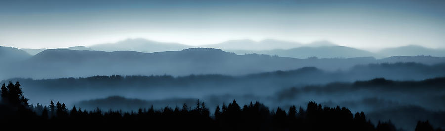 Coast Range in Mist and Glow Photograph by Don Schwartz