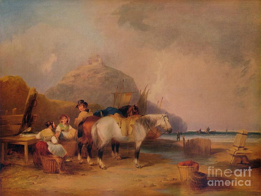 Coast Scene, With Figures And Horses Drawing by Print Collector