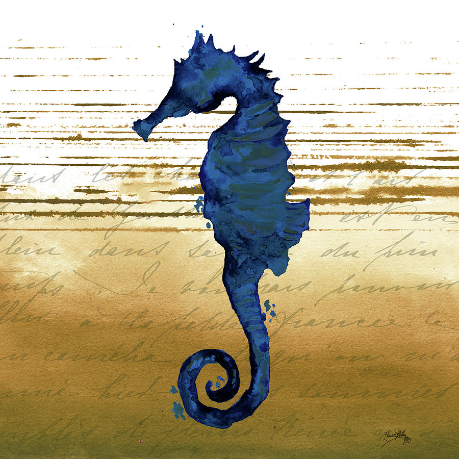 Seahorse Mixed Media - Coastal Blue IIi by Elizabeth Medley