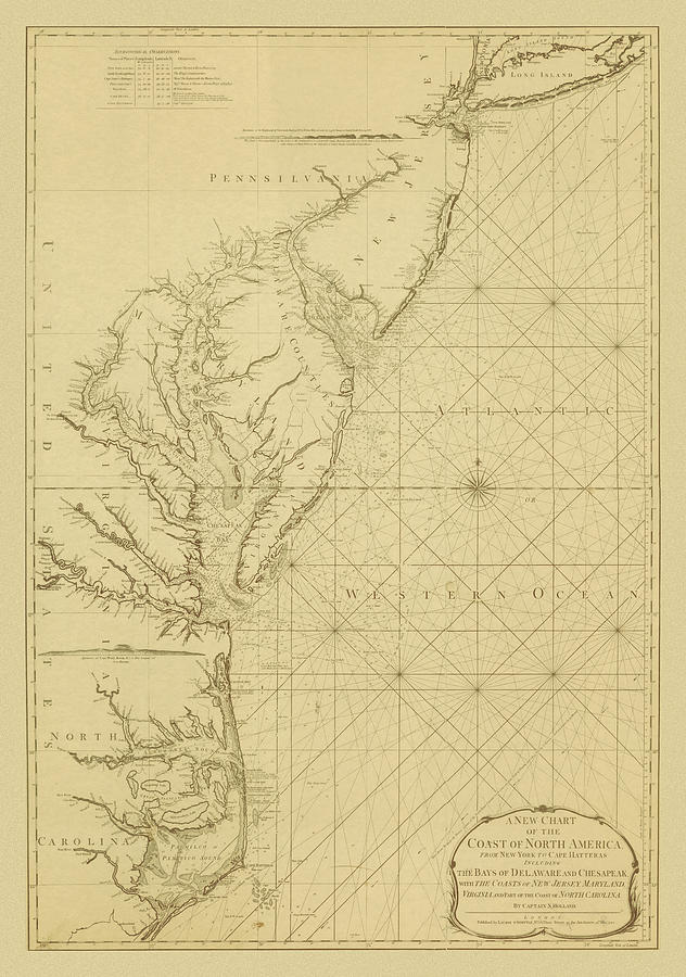 Map Painting - Coastal Chart Of The East Coast by Capt. N. Holland