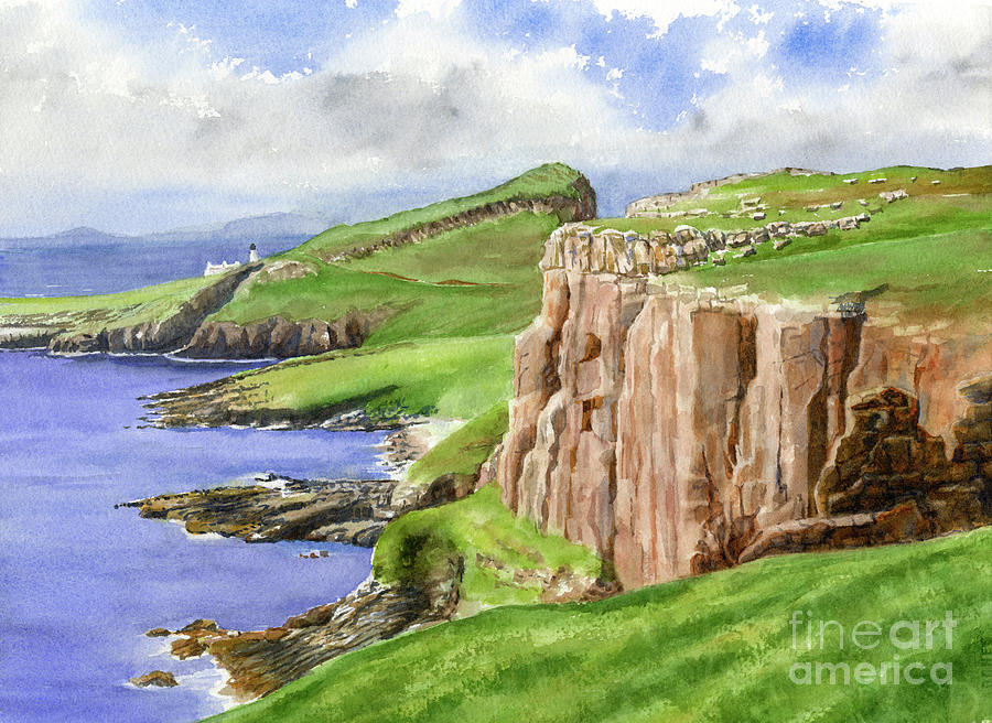 Landscape Painting - Coastal Cliffs Northwestern Scotland by Sharon Freeman