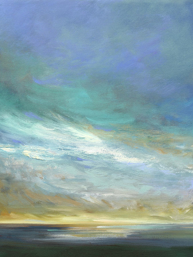 Landscape Painting - Coastal Clouds Triptych II by Sheila Finch
