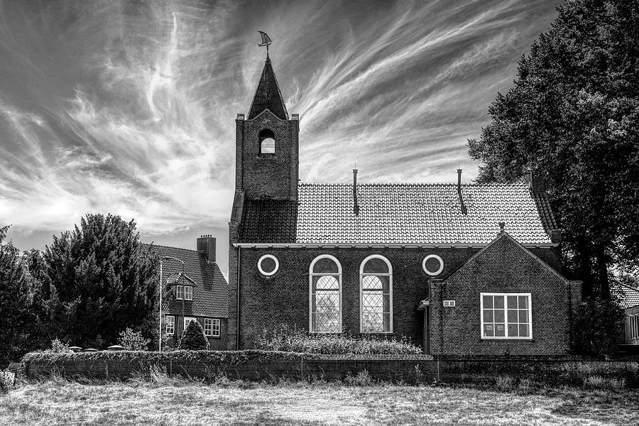 Coastal Dutch Church in Black and White Photograph by Debra and Dave Vanderlaan