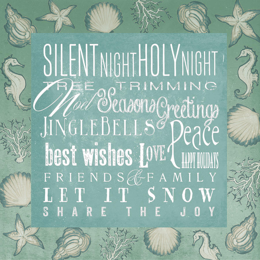 Holiday Mixed Media - Coastal Holiday Teal by Elizabeth Medley Holiday Mixed Media - Coastal Holiday Teal by Elizabeth Medley