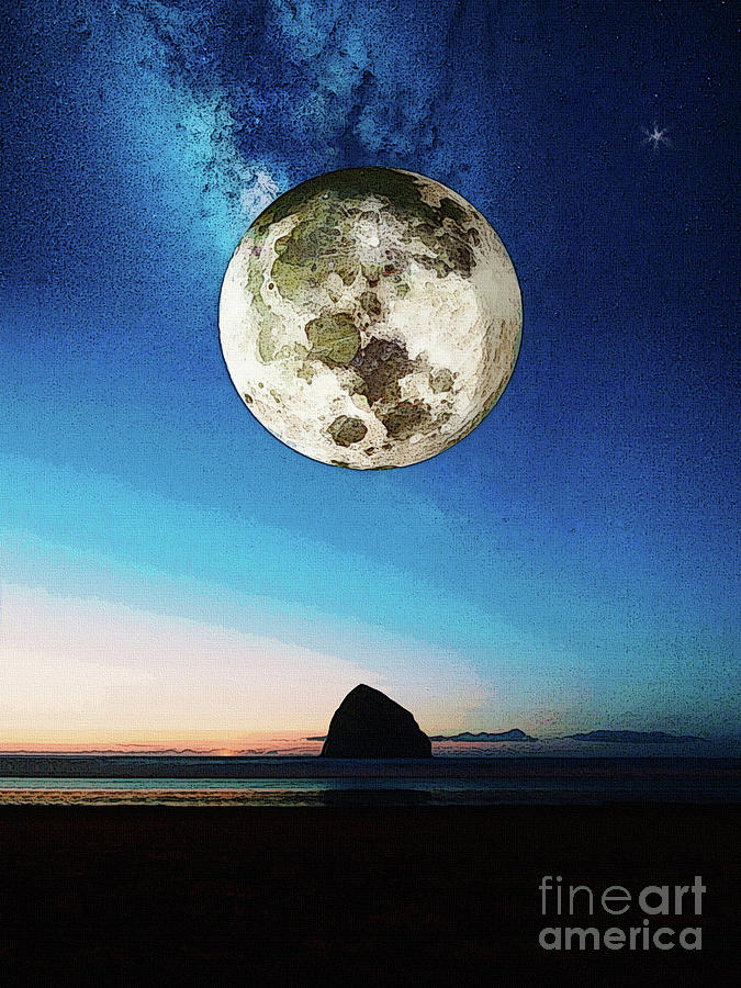 Coastal Moon Digital Art by Phil Perkins