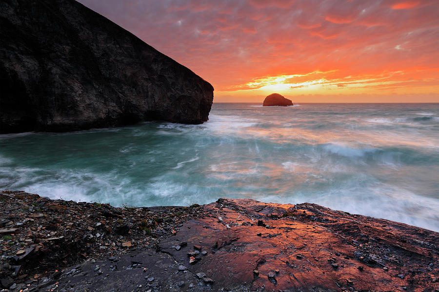 Coastal Scene With Sunset Digital Art by Riccardo Spila