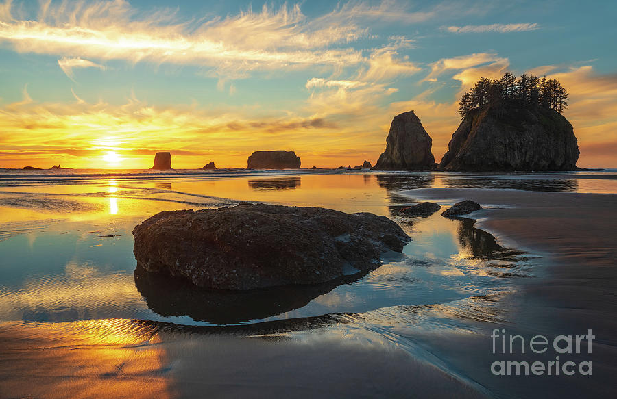 Sunset Photograph - Coastal Sunset Pool of Radiance by Mike Reid