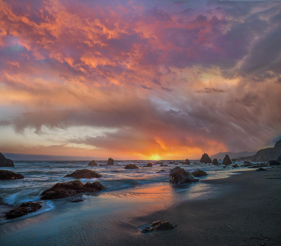 Coatal Sunset Near Arch Rock, California Photograph by Tim Fitzharris