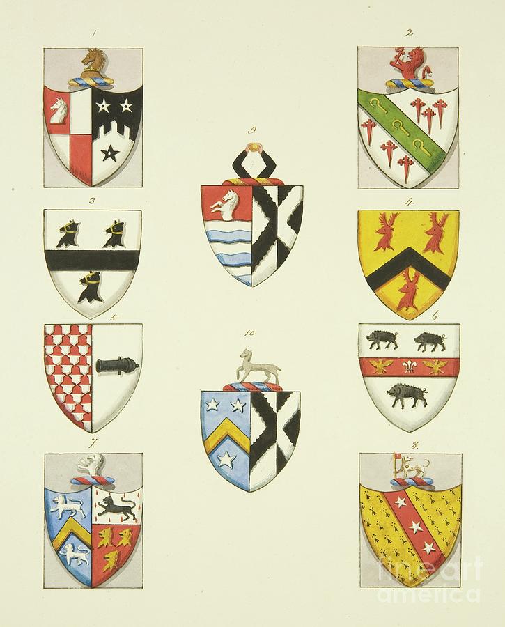 Coats Of Arms From Monuments In St Thomas's Church Painting by Joseph ...