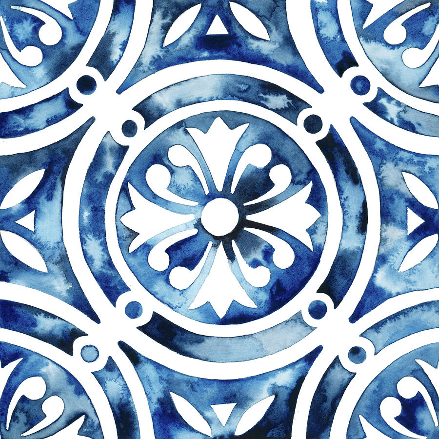 Cobalt Tile Iv Painting by Grace Popp - Fine Art America