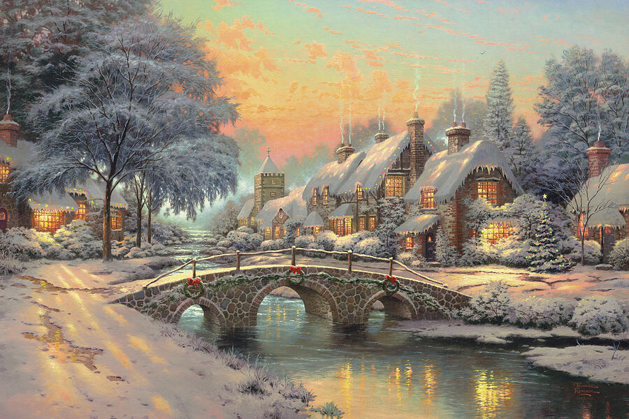 Cobblestone Christmas Painting by Thomas Kinkade Cobblestone Christmas Painting by Thomas Kinkade