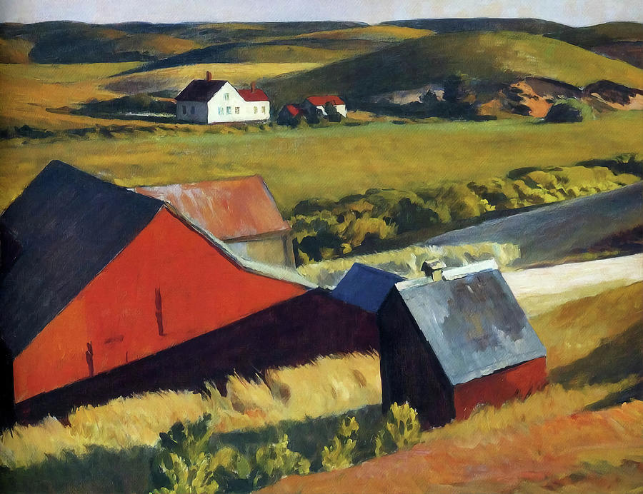 Cobbs Barn And Distand House Painting by Edward Hopper