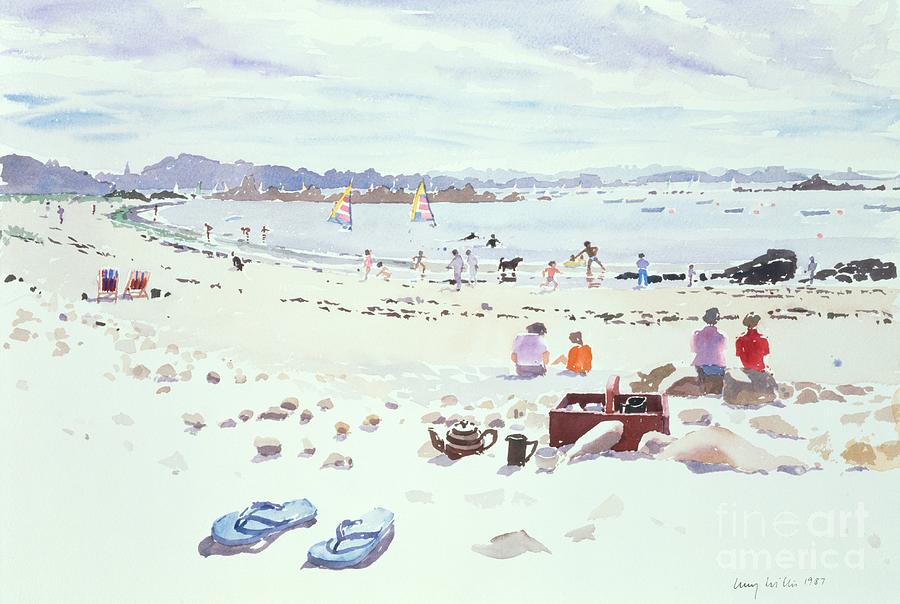 Cobo Bay, Guernsey, Watercolor Painting by Lucy Willis