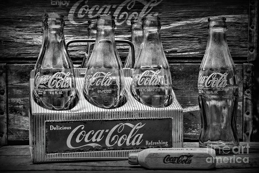  Coca-Cola 1950s Metal Carrier black and white Photograph by Paul Ward