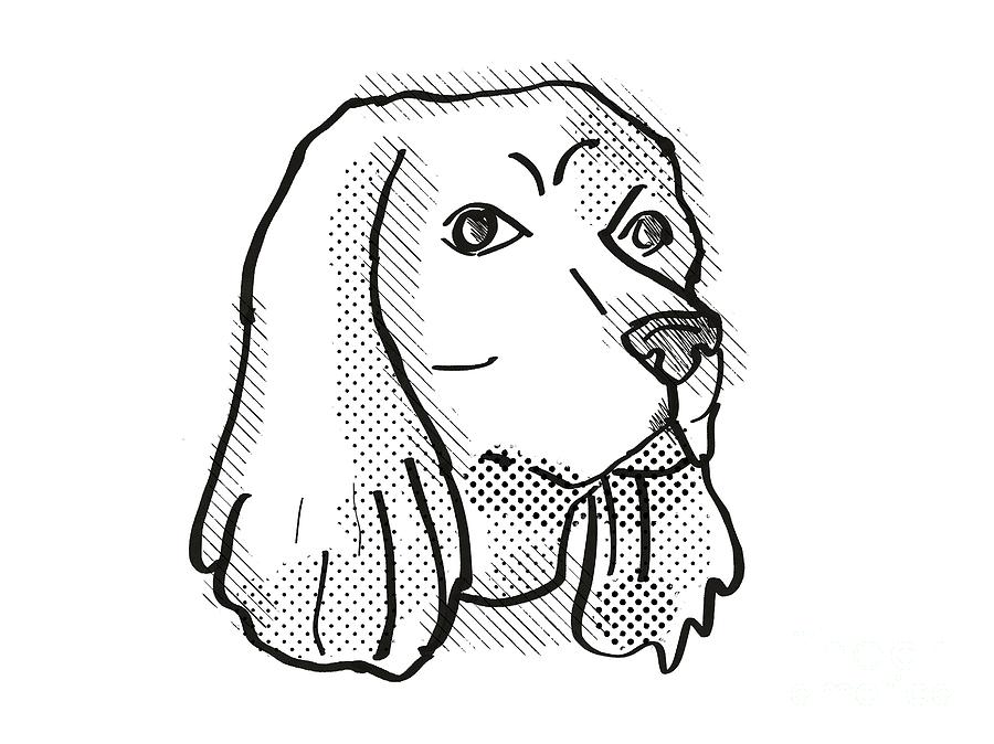 Cocker Spaniel Dog Breed Cartoon Retro Drawing Digital Art by Aloysius ...