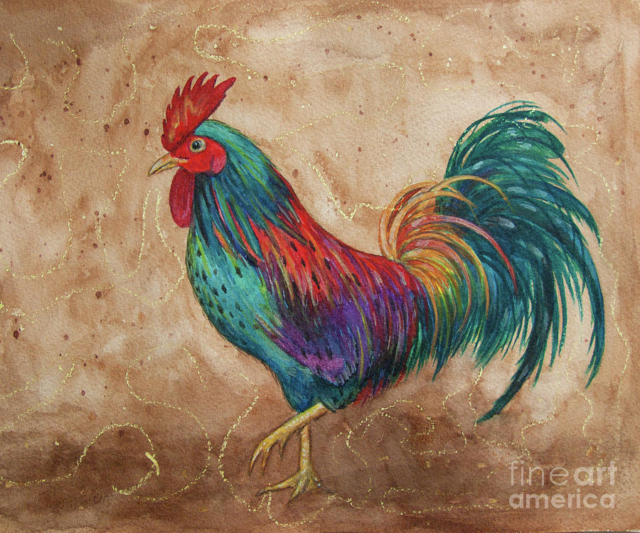 Cockerel Painting by Monica LaTanya - Fine Art America