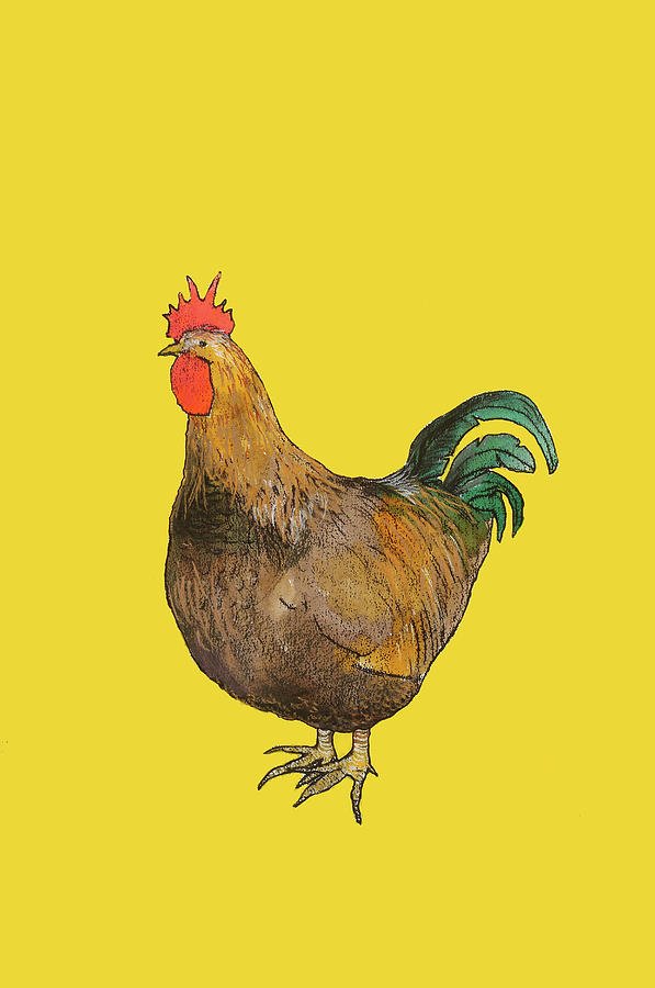 Cockerel Monoprint With Oil Pastels On Paper Painting by Sarah Thompson-engels Cockerel Monoprint With Oil Pastels On Paper Painting by Sarah Thompson-engels