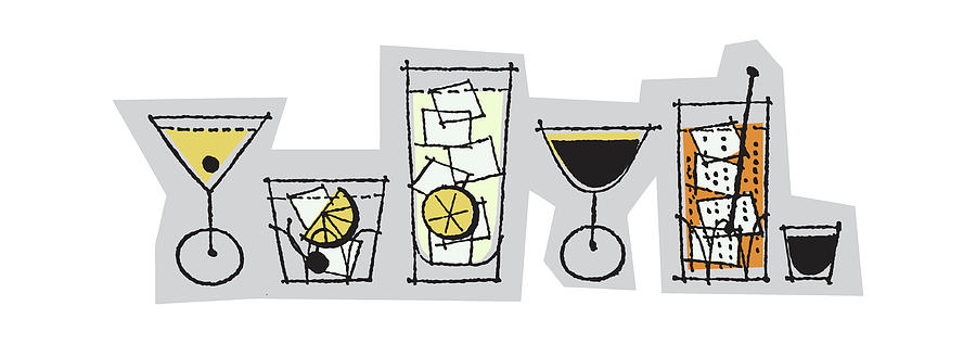 Vintage Drawing - Cocktails by CSA Images