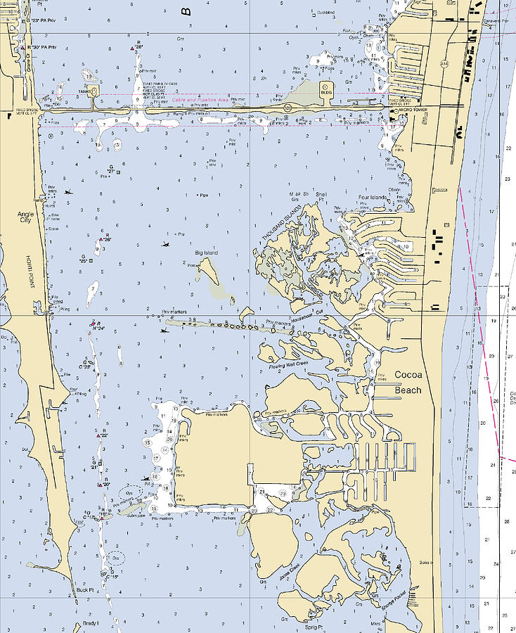 Cocoa Beachflorida Nautical Chart Mixed Media by Sea Koast Pixels