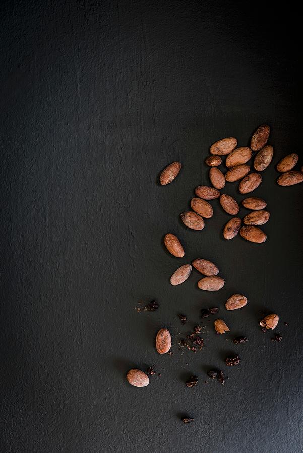 Cocoa Beans On A Grey Surface Photograph by Magdalena Hendey