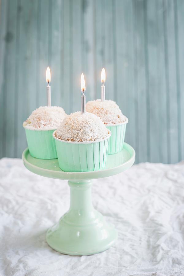 Coconut Cupcakes For A Birthday Photograph by Maricruz Avalos Flores