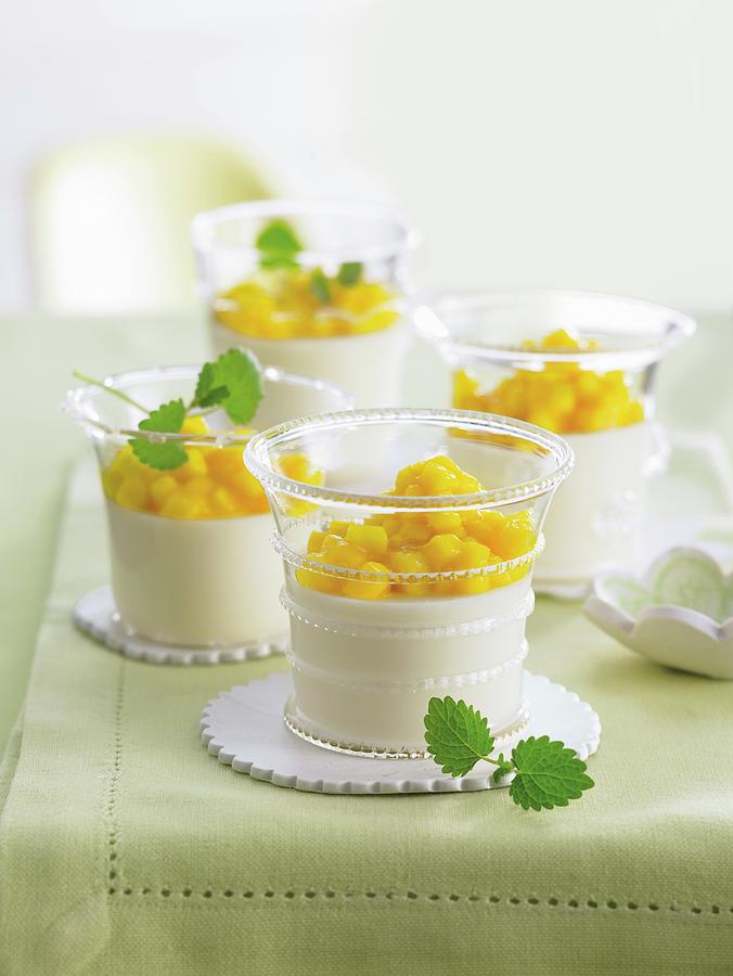 Coconut Panna Cotta With Mango Photograph by Jalag / Jan-peter Westermann