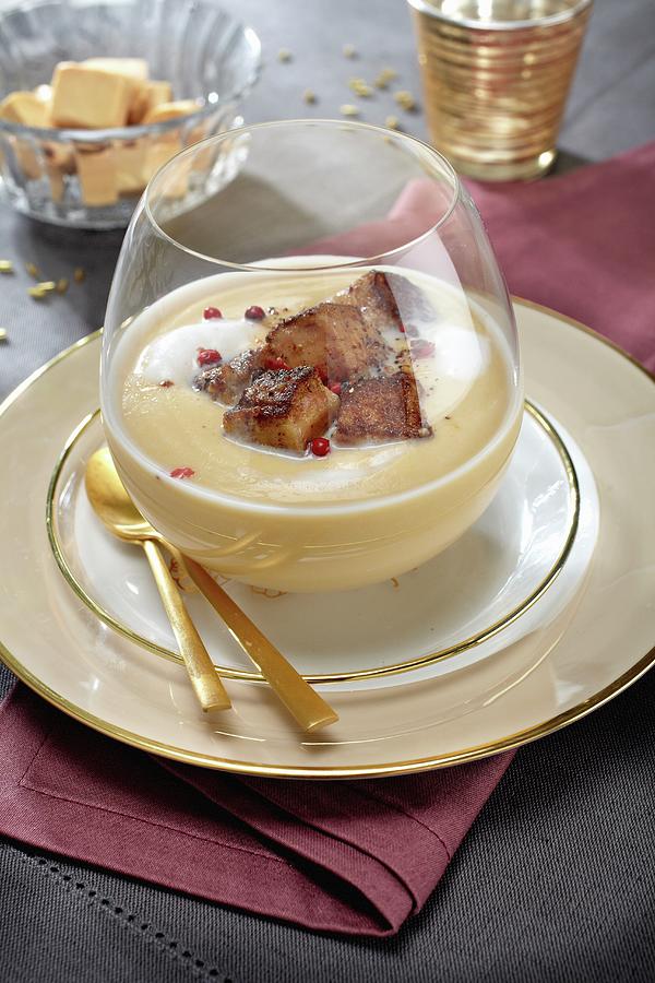Coconut Soup With Fried Diced Goose Liver Photograph by Alessandra Pizzi