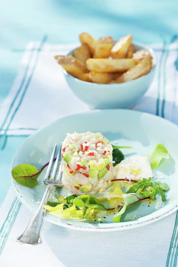 Cod Tartar With Avocado And Chips scandinavia Photograph by Gerlach, Hans