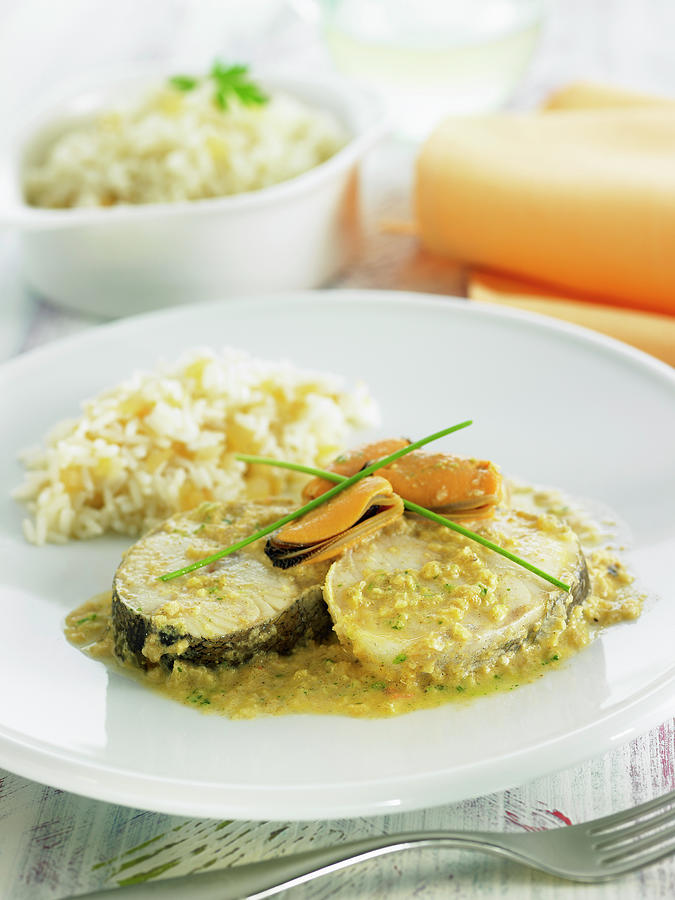 Cod With Mussel Sauce And Basmati Rice Photograph by Lawton