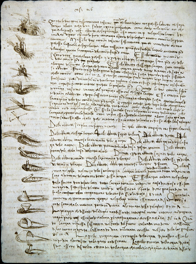 Codex Leicester: Water Flow By Da Vinci Painting by Artist - Leonardo Da Vinci Codex Leicester: Water Flow By Da Vinci Painting by Artist - Leonardo Da Vinci