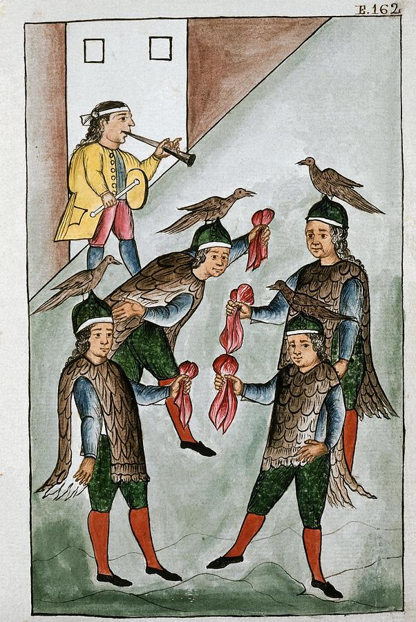 Codex Trujillo Del Peru - Book II E 162 - Dance Of The Birds - Watercolor - 18th Century. Painting by Baltasar Jaime Martinez Companon -1737-1797-