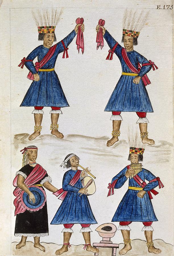 Codex Trujillo Del Peru, Book II E. 175 Another Dance Of The Indians Of The Mountain, 18th Century. Painting by Baltasar Jaime Martinez Companon -1737-1797-