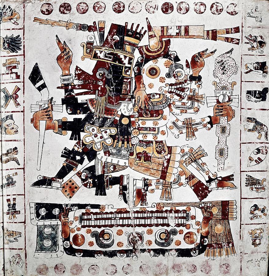 Codice Borgia O Codice Borbonico Dioses Cultura Mixteca Quetzalcoatl Ehecatl Mictla Niecuhili Drawing By Album