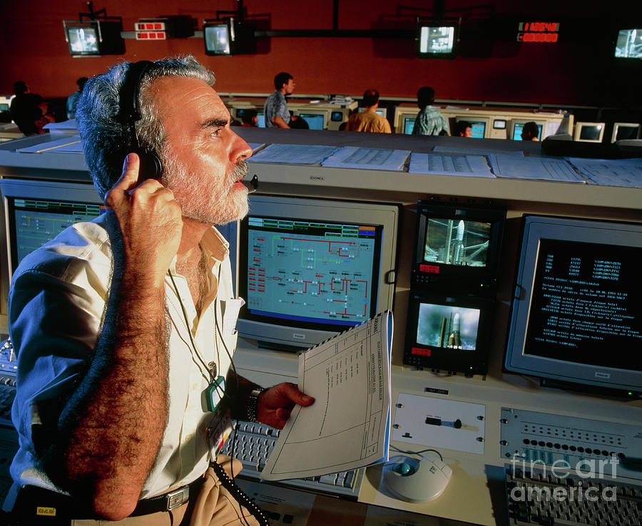 Coel (launch Director) Of Ariane 5 In Control Room Photograph by David Parker/science Photo Library