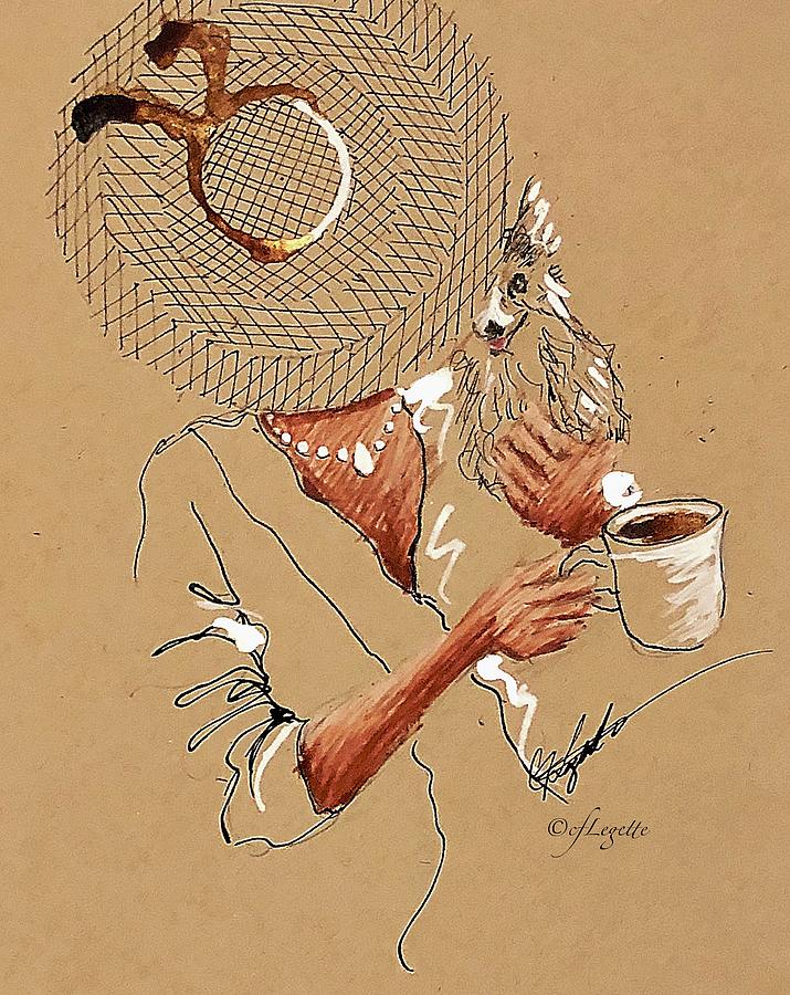 Coffee and Pooch Drawing by C F Legette