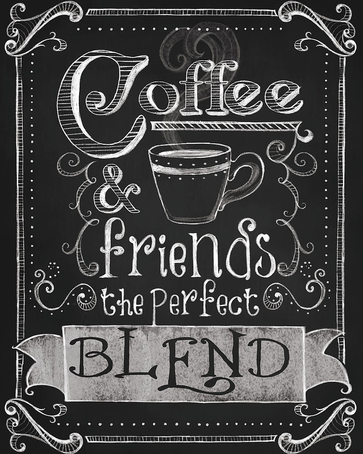 Chalkboard Mixed Media - Coffee & Friends by Fiona Stokes-gilbert