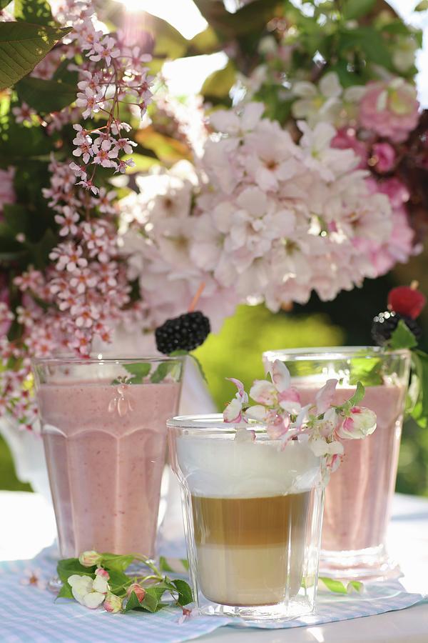 Coffee And Strawberry Coctail In The Garden Photograph by Dorota Ryniewicz